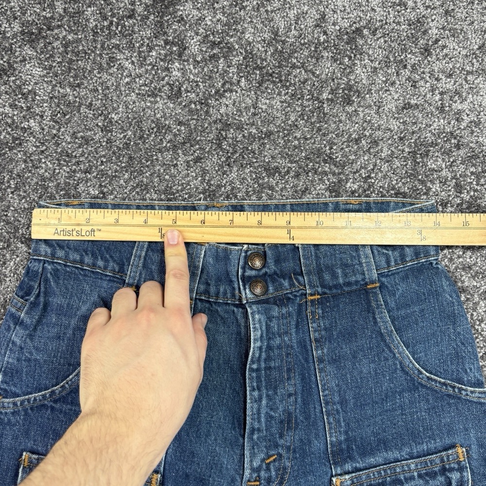 Vintage 70s Levis Safari Bush Jeans Mens 28x30 Blue Flared Bootcut Orange Tab - Picture 10 of 13